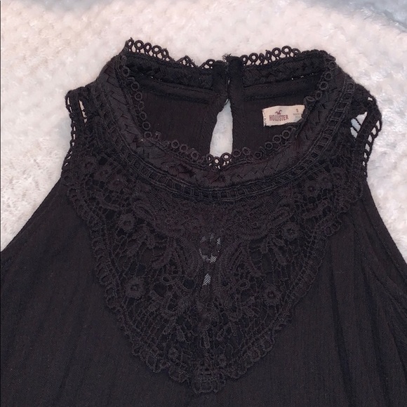 Black Hollister Lace Trim Blouse - Picture 2 of 3